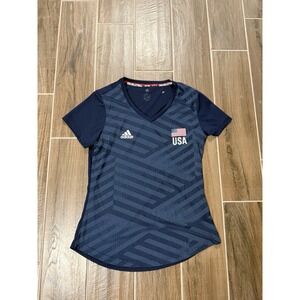 Adidas USA Volleyball Jersey Shirt Womens Large Blue Short Sleeve Tee
